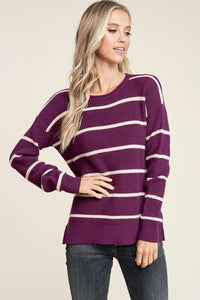 Emmy Striped Sweater in Plum