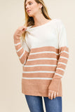 Aiden Color Block Sweater in Rust