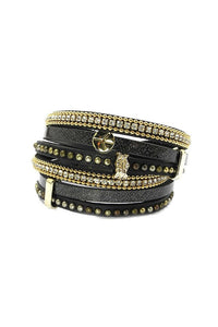 Bohemian Wrap Bracelet in Black/Gold