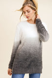 Dip Dye Furry Sweater in Grey
