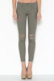 Distressed Skinny Jeans in Olive