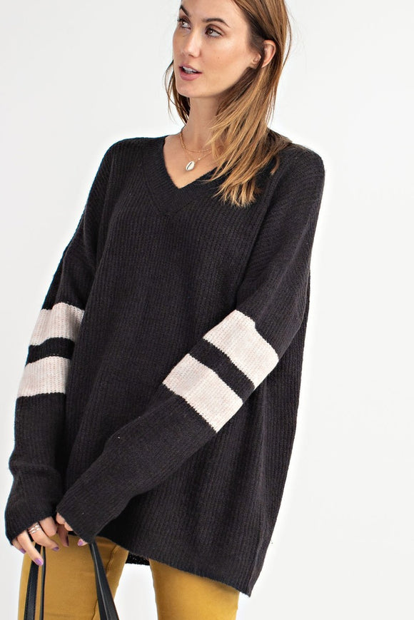 Elise V-neck Sweater in Black