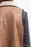 Leather Trimmed Draped Front Vest