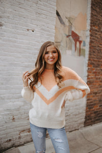 Coral Chevron Sweater