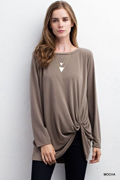 Knotted Long Sleeve Tee // More Color Options – The Poppy Boutique