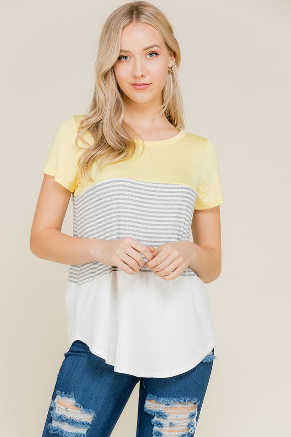 Sydney Striped Top In Yellow