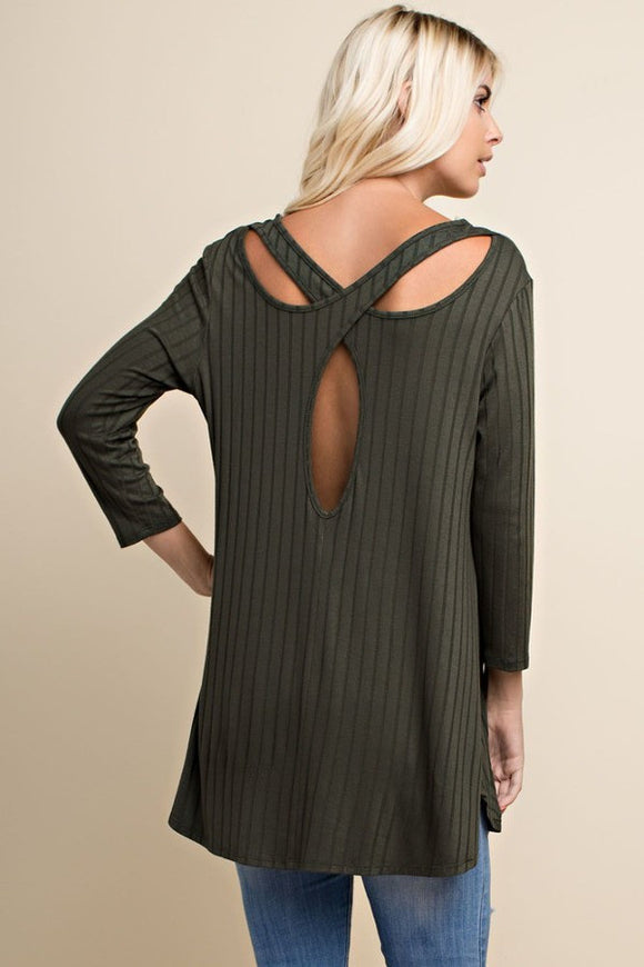 Rib Knit Cut Out Top // More Color Options